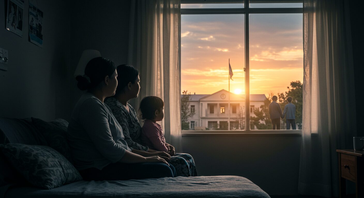 어려운 상황에서 복지지원을 기다리는 가족의 모습