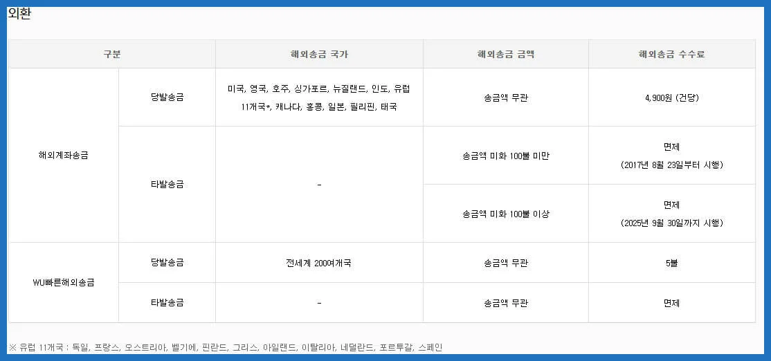 카카오뱅크를 통한 애드센스 외화 입금 수수료 안내 표