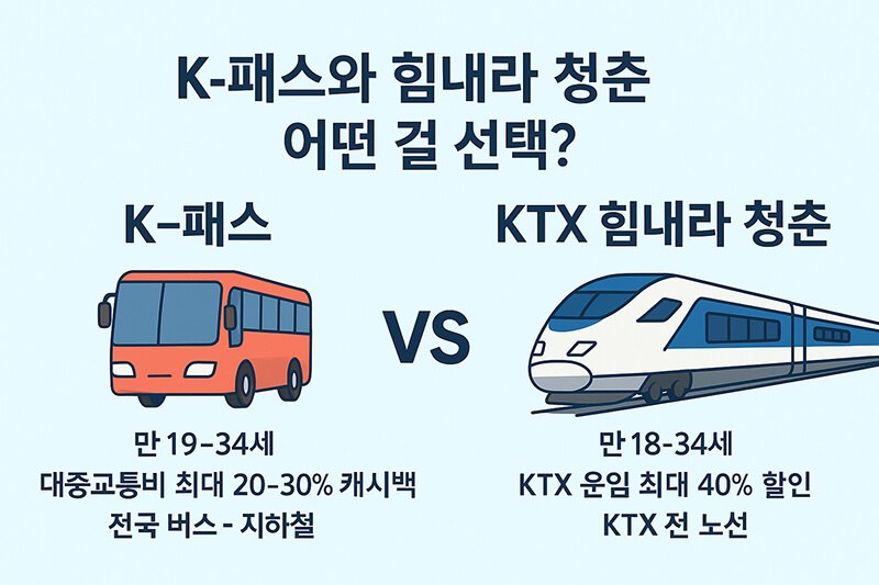 K-패스와 KTX 힘내라 청춘 혜택 비교