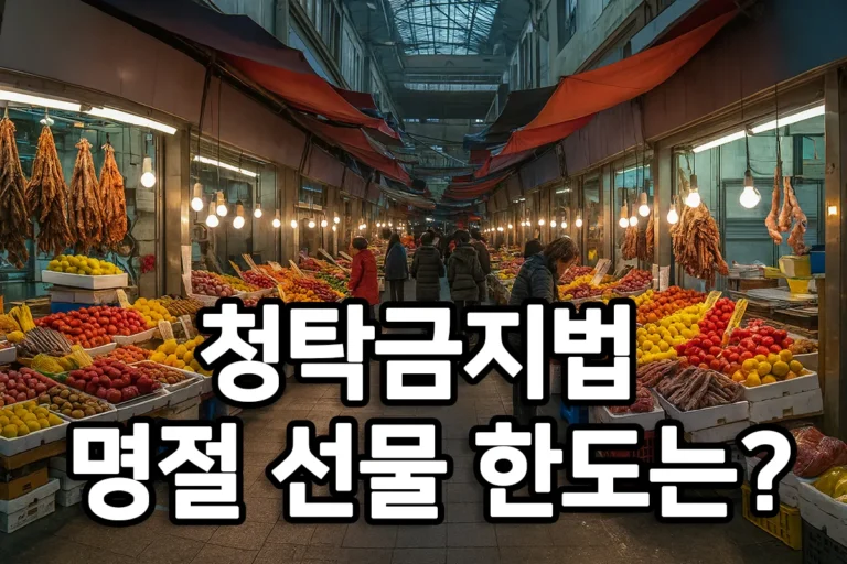 청탁금지법 명절 선물 한도 30만원, 적용 품목과 기간 알아보기 12 청탁금지법 명절 선물 한도 안내, 전통시장에서 과일이 진열된 모습