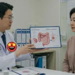 대장내시경 전 식단 조절 상담 중인 환자와 의사 이미지