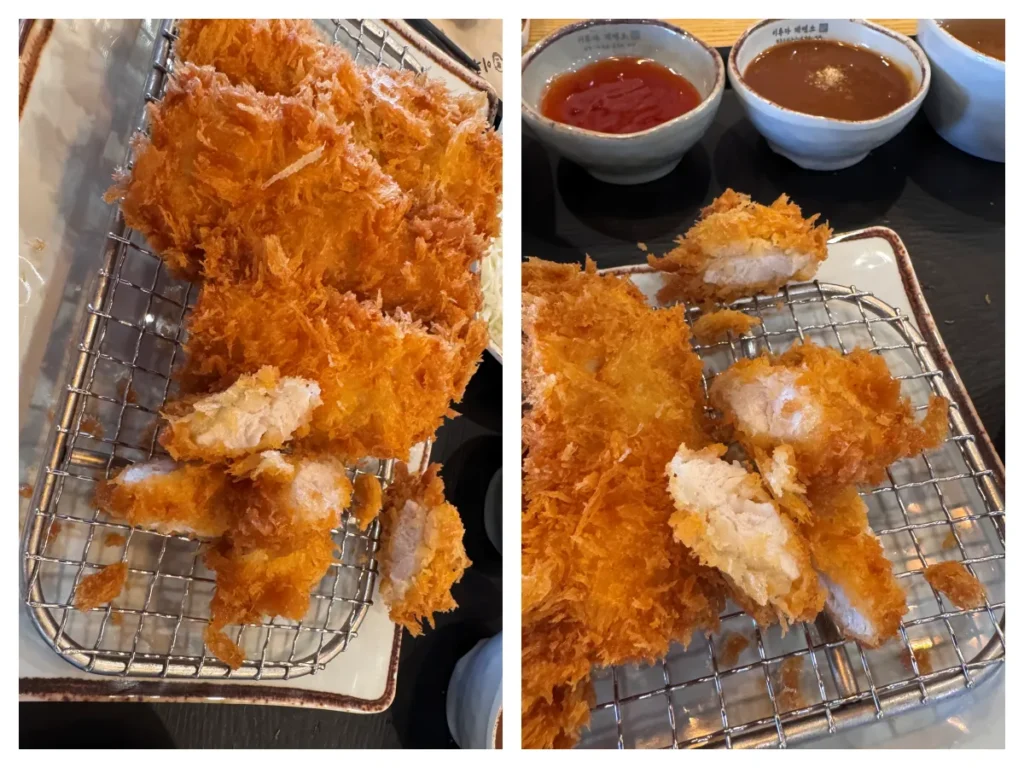 이루다제면소 닭안심 치킨가츠 단면 클로즈업 이미지