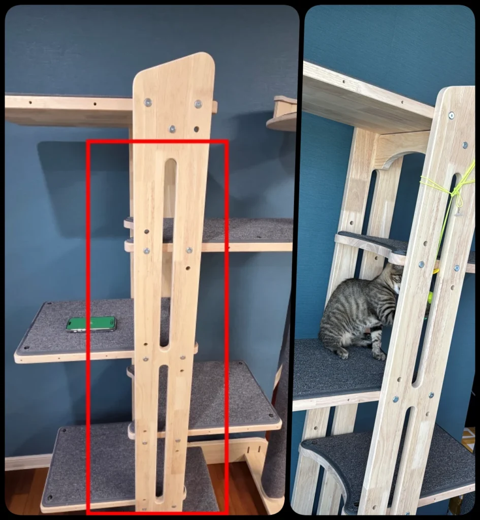 그린웨일 B3 캣타워 기둥 구조와 높이 조절 슬라이드 옵션 설명 이미지