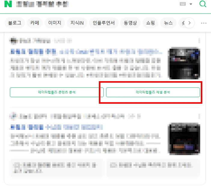 데이터랩툴즈 네이버 블로그 채널 분석 기능 화면