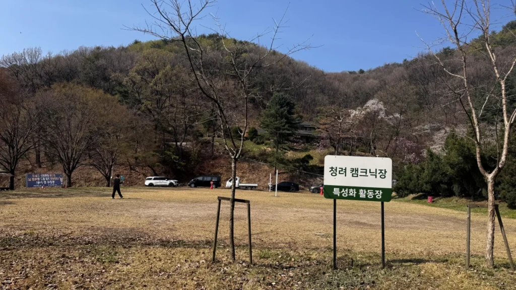 청려수려원 캠핑장 숲속 구역 조용한 자연 캠핑 공간 모습