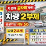 차량 2부제 공공기관 시행 및 차량 5부제 주차 제한 안내 이미지