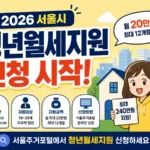 서울시 청년월세지원 신청 시작과 월 20만원 지원 내용을 정리한 썸네일