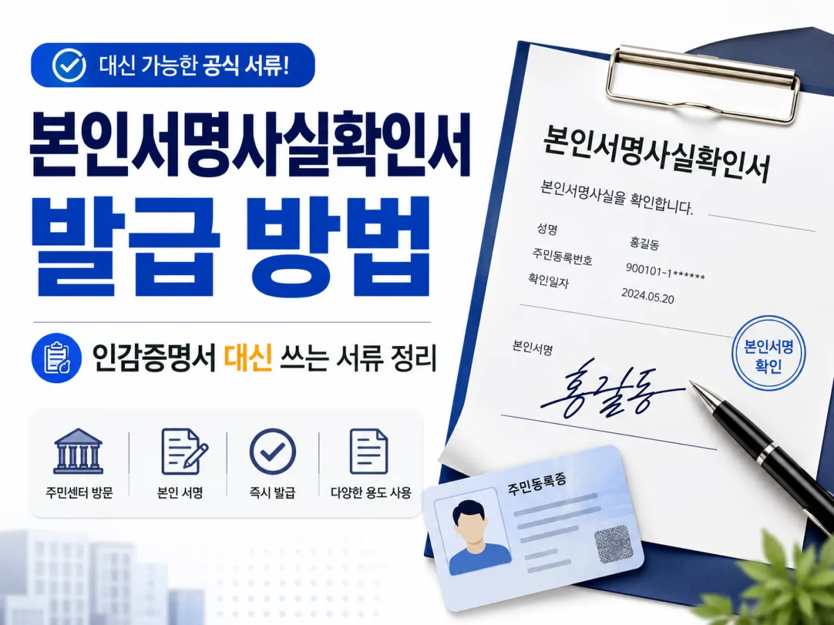 본인서명사실확인서 발급 방법과 인감증명서 대신 쓰는 서류 안내