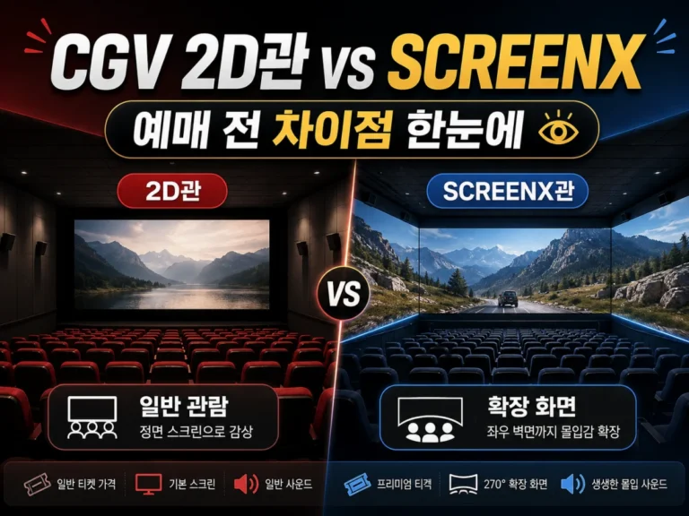 CGV 2D관 SCREENX관 차이를 비교한 영화관 예매 안내 썸네일