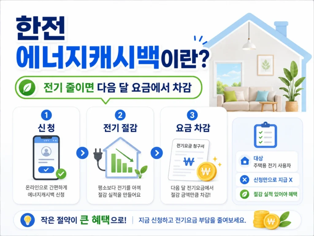 한전 에너지캐시백 신청부터 전기 절감과 요금 차감까지 진행 과정