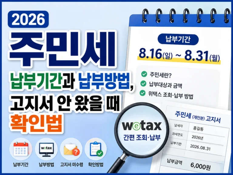 2026 주민세 납부기간과 납부방법, 고지서 안 왔을 때 확인법