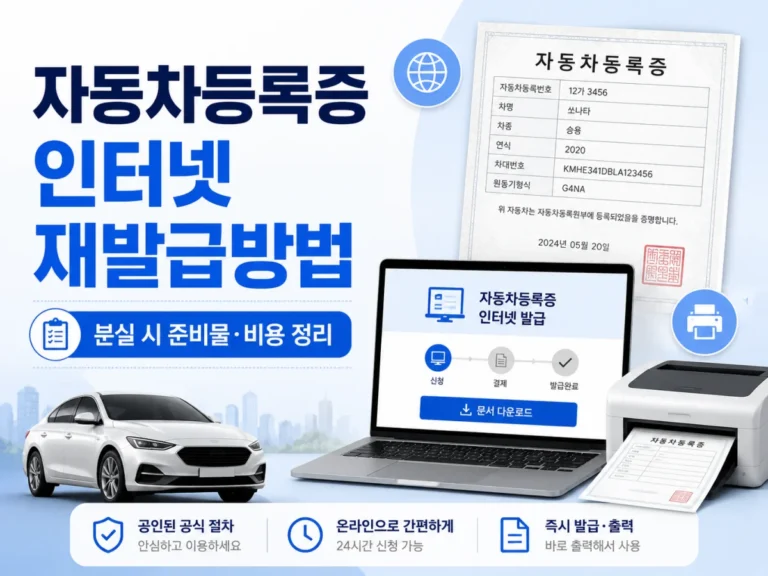 자동차등록증 인터넷 재발급방법, 분실했을 때 준비물과 비용 1 자동차등록증 인터넷 재발급방법과 분실 시 준비물 및 비용 안내