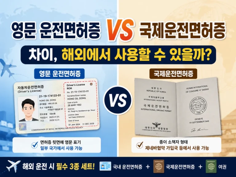 영문 운전면허증과 국제운전면허증 차이 비교